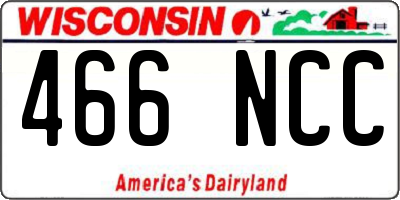 WI license plate 466NCC