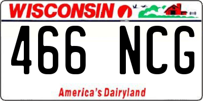 WI license plate 466NCG