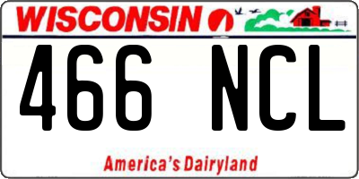 WI license plate 466NCL