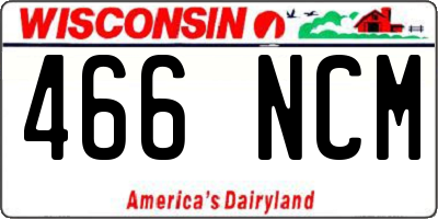 WI license plate 466NCM