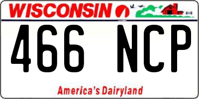 WI license plate 466NCP