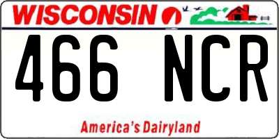 WI license plate 466NCR