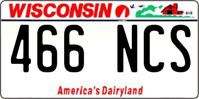 WI license plate 466NCS