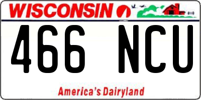 WI license plate 466NCU