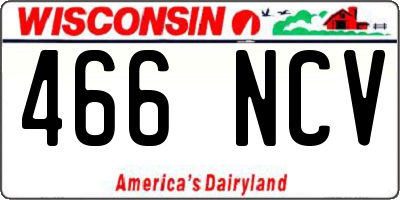 WI license plate 466NCV