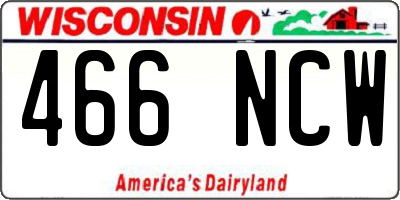 WI license plate 466NCW