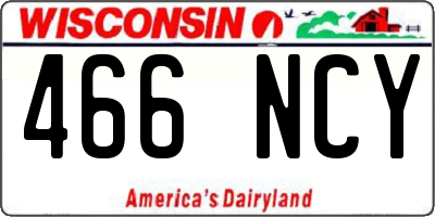 WI license plate 466NCY