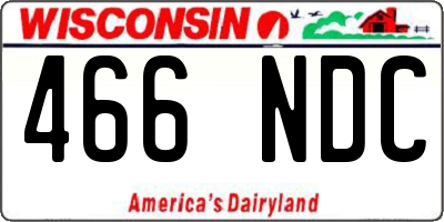WI license plate 466NDC