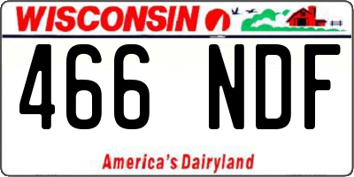 WI license plate 466NDF