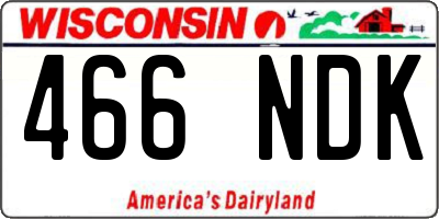 WI license plate 466NDK