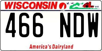 WI license plate 466NDW