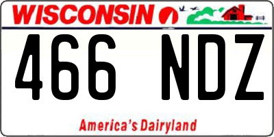 WI license plate 466NDZ