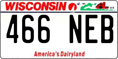 WI license plate 466NEB