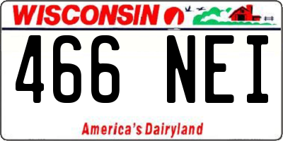 WI license plate 466NEI