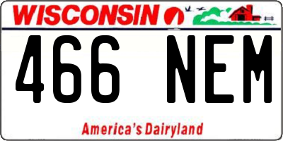 WI license plate 466NEM