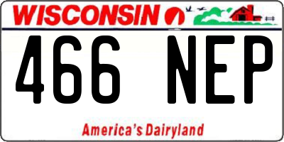 WI license plate 466NEP