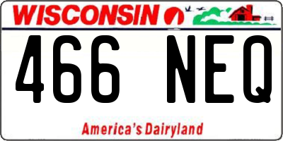 WI license plate 466NEQ