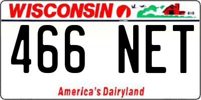 WI license plate 466NET