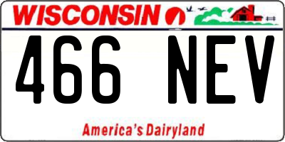 WI license plate 466NEV
