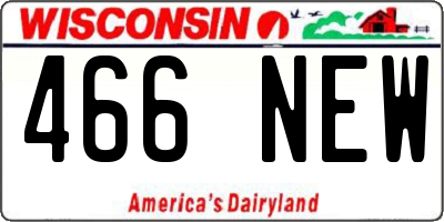 WI license plate 466NEW