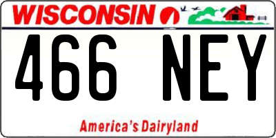WI license plate 466NEY