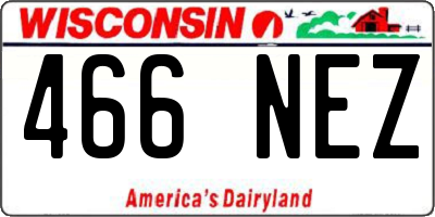 WI license plate 466NEZ