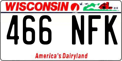 WI license plate 466NFK