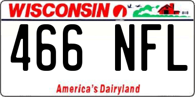 WI license plate 466NFL