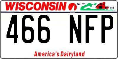 WI license plate 466NFP