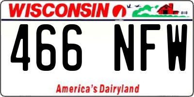 WI license plate 466NFW