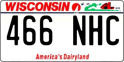 WI license plate 466NHC