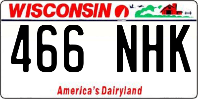 WI license plate 466NHK