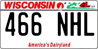 WI license plate 466NHL