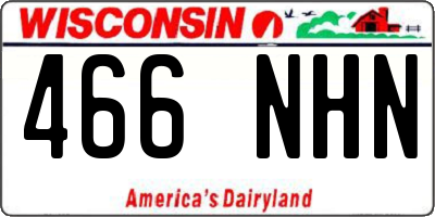 WI license plate 466NHN