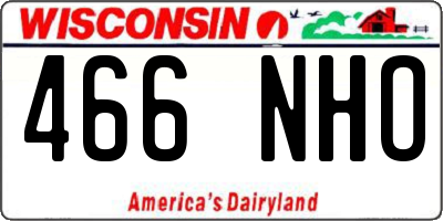 WI license plate 466NHO