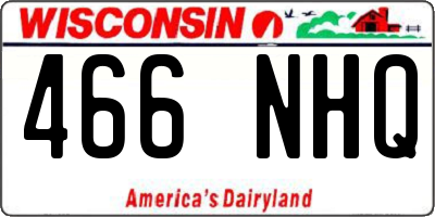 WI license plate 466NHQ