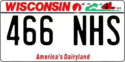 WI license plate 466NHS