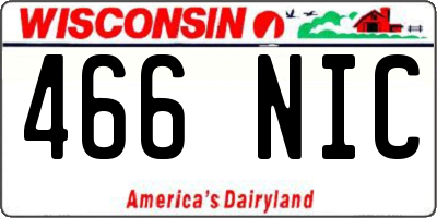WI license plate 466NIC