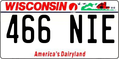 WI license plate 466NIE