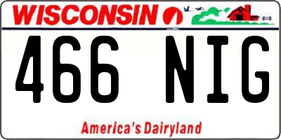 WI license plate 466NIG
