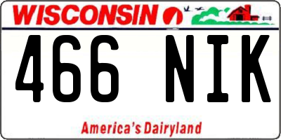 WI license plate 466NIK
