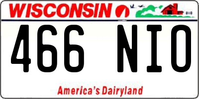 WI license plate 466NIO