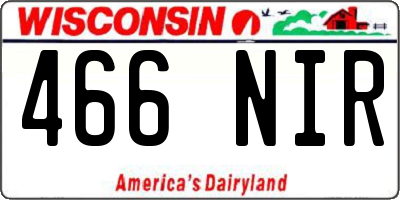 WI license plate 466NIR
