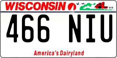 WI license plate 466NIU