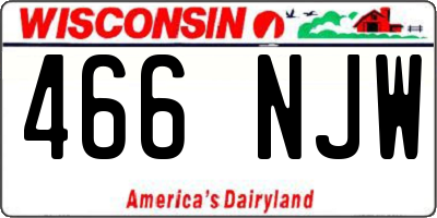WI license plate 466NJW