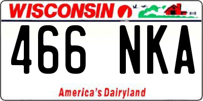 WI license plate 466NKA