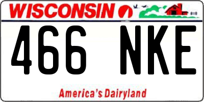 WI license plate 466NKE