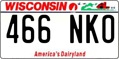 WI license plate 466NKO