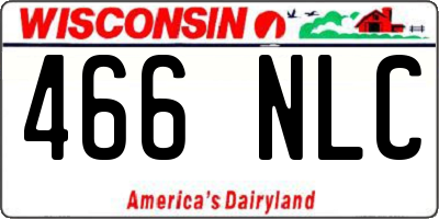 WI license plate 466NLC