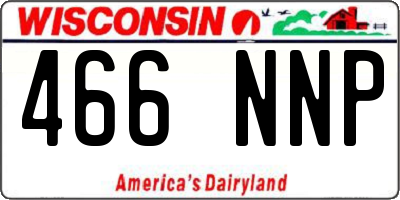 WI license plate 466NNP